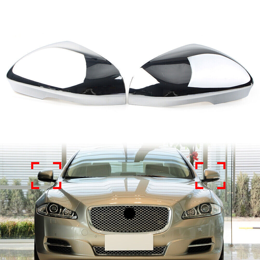 Pair Rear Side View Mirror Trim Cover Cap Chrome Car for Jaguar XF XFR XFR-S XJ
