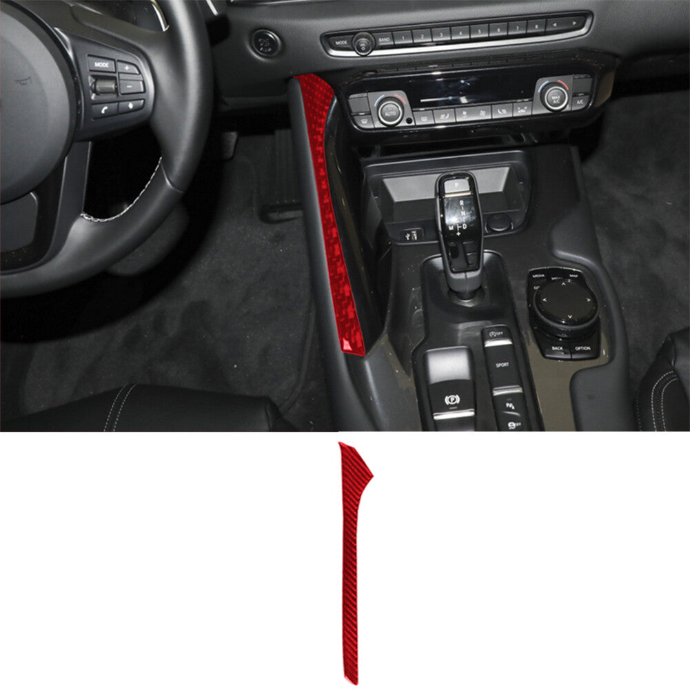 Red Carbon Fiber Interior Left Of Gear Shift Cover Trim for Toyota Supra A90