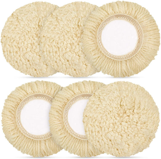 Polishing Pad Kit (6 pieces), 3-inch 100% Natural Wool Hook  Loop for Cars