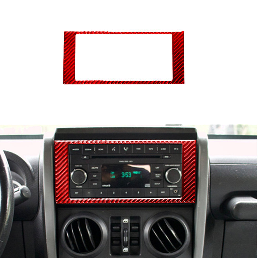 Red Carbon Fiber Radio Surround Control Frame Trim for Jeep for Wrangler 2007-2010