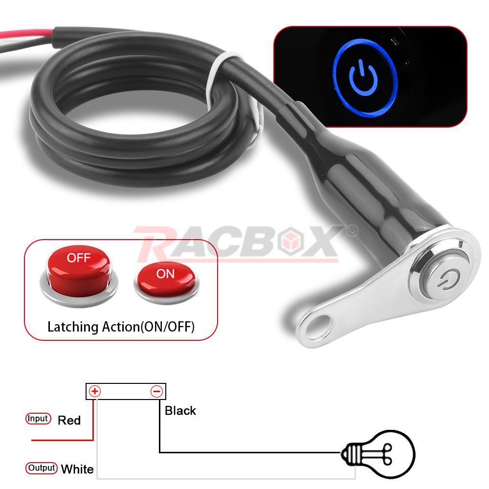 Blue LED Motorcycle Switch ON OFF Handlebar Mount Push Button 12V Fog Headlight