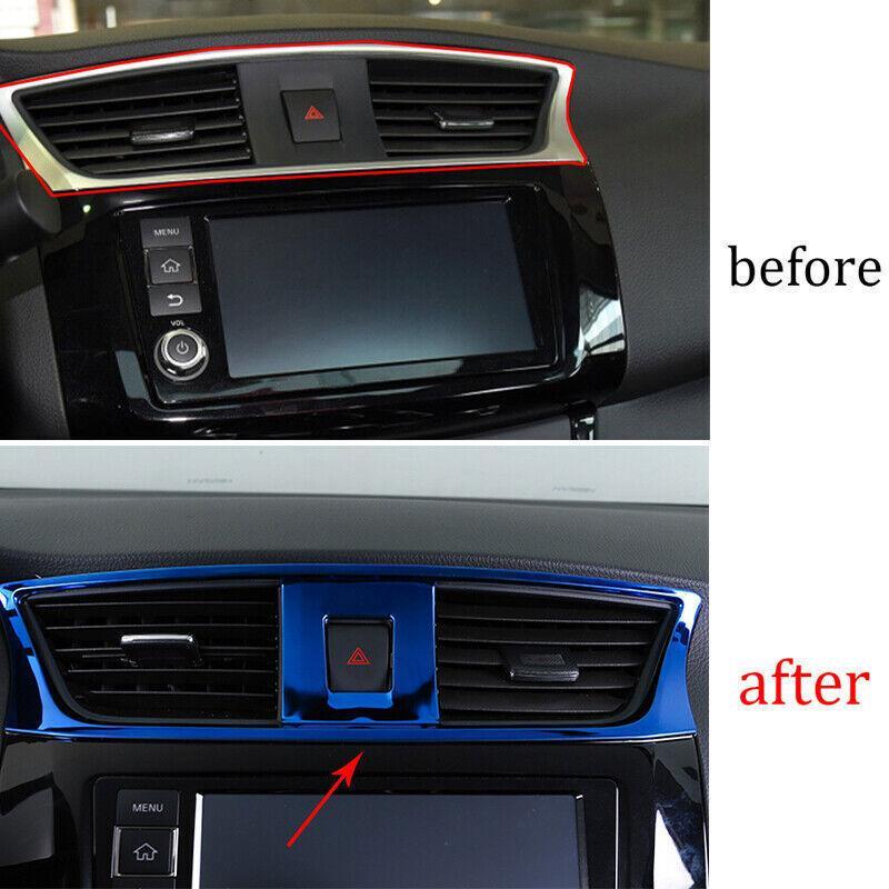 for Nissan Sentra Sylphy 2013-19 Blue Steel Middle Console Air Outlet Vent Trim