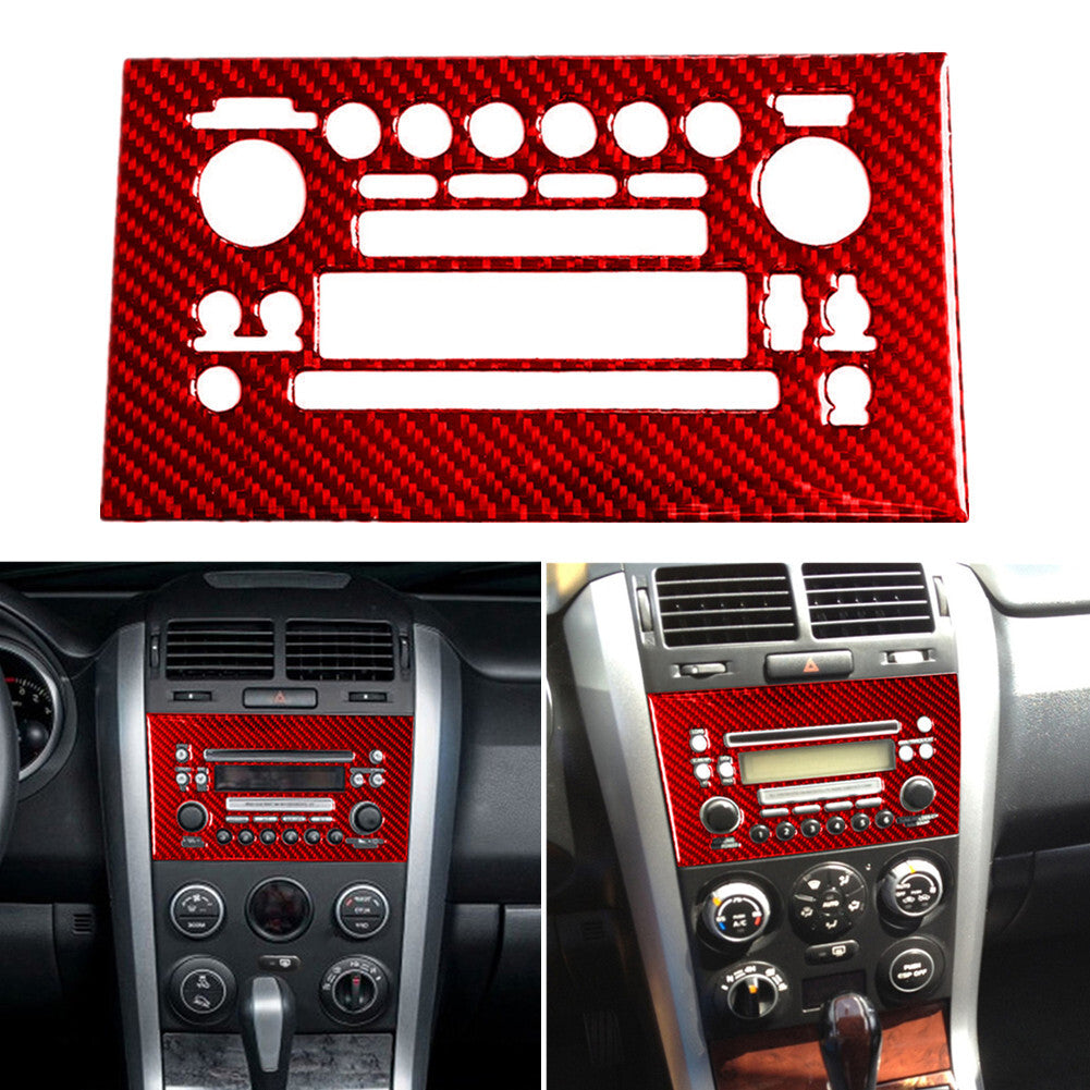 Carbon Fiber CD Control Panel Cover Trim Fit for Suzuki Grand Vitara 2006-13 Red