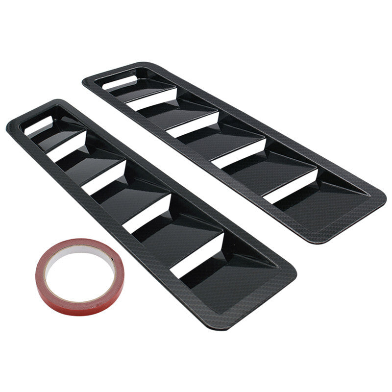 Black Carbon Car Engine Hood Air Intake Panel Vent Louver Trim Heat Dissipation