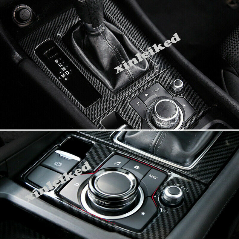 Carbon texture Inner Gear Shift Box Panel Cover Trim for Mazda 3 Axela 2017-2018