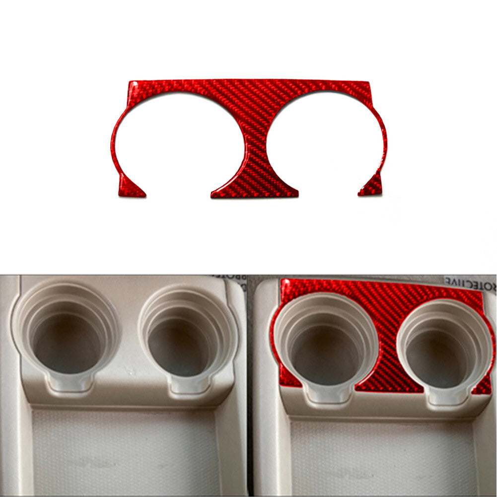 for Honda Odyssey 2005-2010 Carbon Fiber Interior Front Cupholder Cover Trim Red