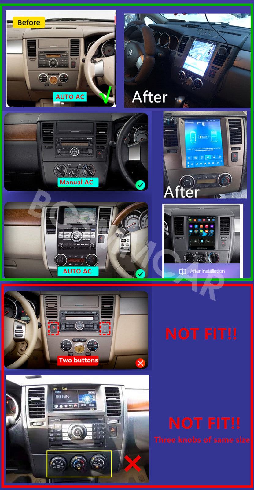9.7IN Car Stereo Radio Touch Screen BT WIFI Fit for Nissan Tiida Versa 2004-2011