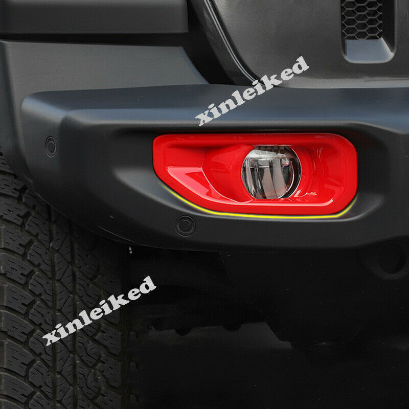 Red Front+Rear Fog Light Lamp Cover Trim ABS 4X for Jeep for Wrangler JL 2018 2019