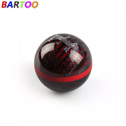 Universal Carbon Fiber Ball Manual MT Gear Red Stripe Shift Shifter Knob Mugen