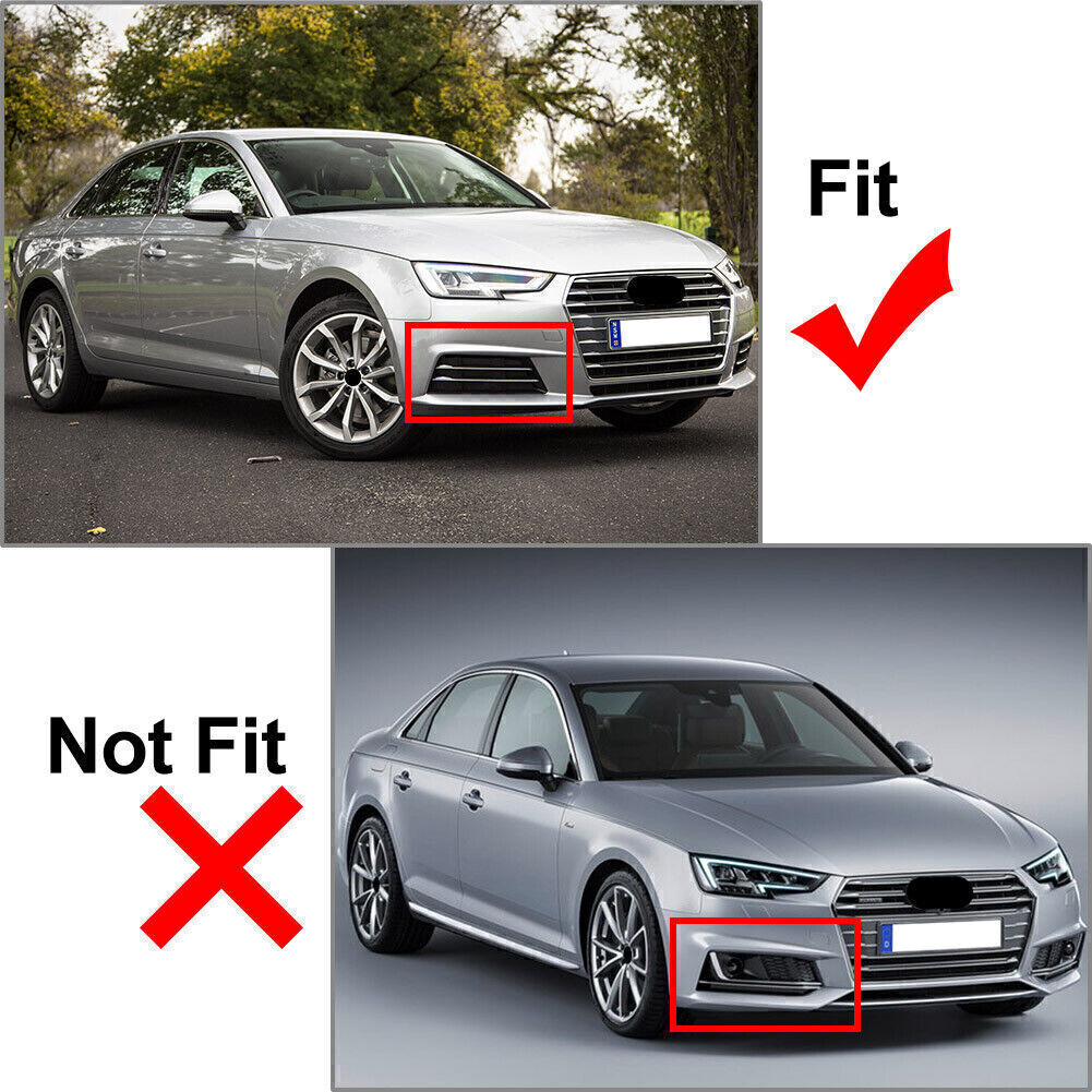 Pair Front Bumper Fog Light Grille Cover Lower Fit for Audi A4 B9 2016-2018