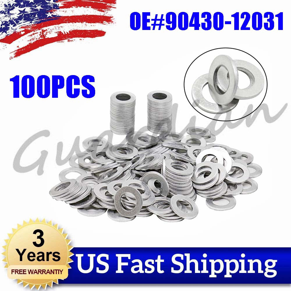 100PCS Oil Drain Sump Plug Washers Gasket 90430-12031 for Toyota for Lexus Matrix