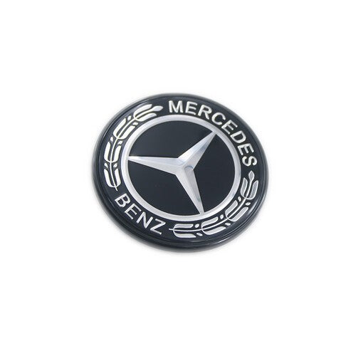 for Mercedes Black 2-pin Hood Emblem Laurel Wreath Logo GLC GLE GLS GL G ML GLK