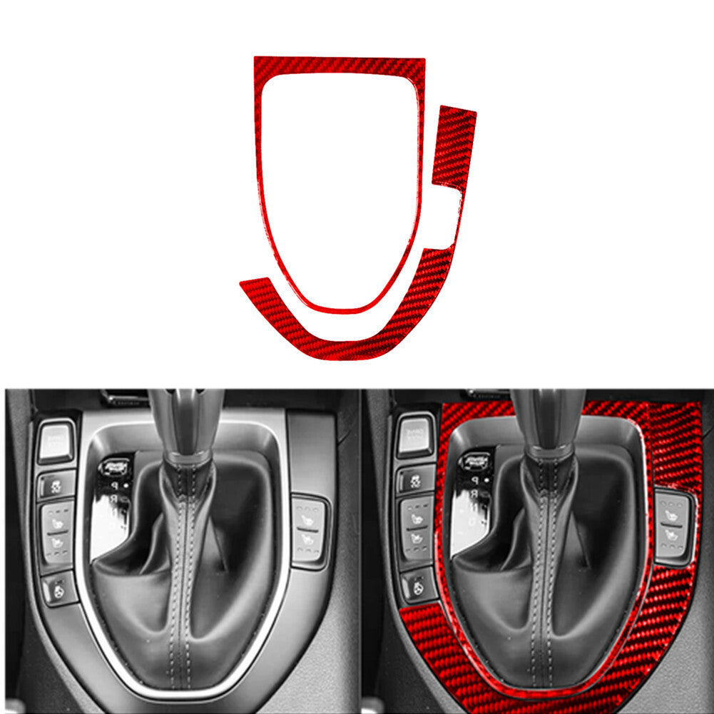 2X Red Carbon Fiber Gear Shift Frame Trim Cover for Hyundai for Veloster JS 2019-22