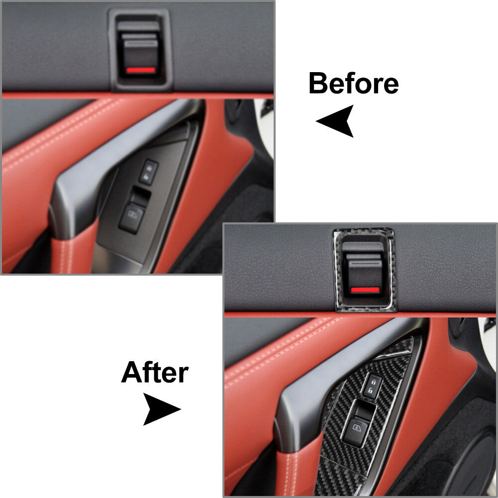 6Pcs RHD Interior Door Window Lift Switch Button Panel Cover Trim for Nissan GTR