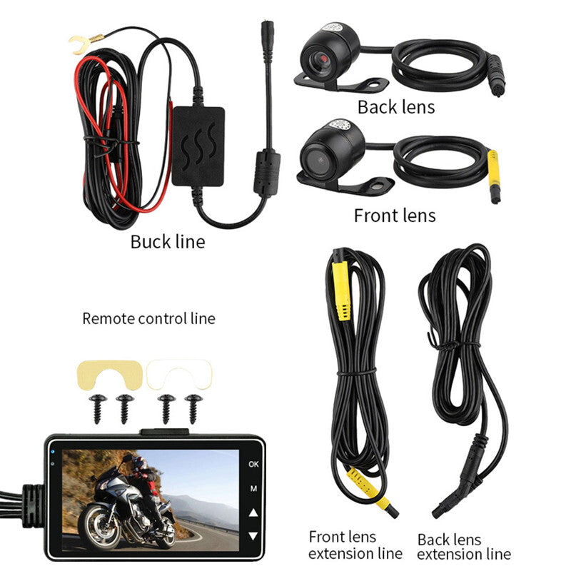 Motorcycle 3 inch Screen Dash Cam Recorder Rear Recorder Video Dual Camera DVR