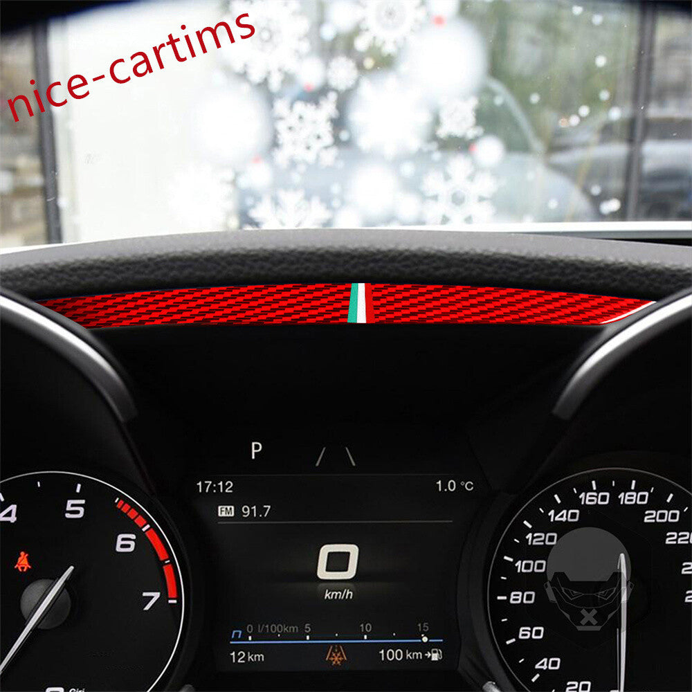 Red Carbon Fiber Dashboard Speedometer Panel Cover for Alfa Romeo Giulia 2017-21