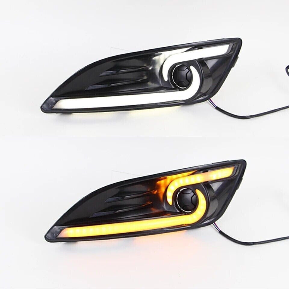 LED DRL Daytime Running Lights Fog Lamps Bumper Fit for Ford Fiesta 2013~2016