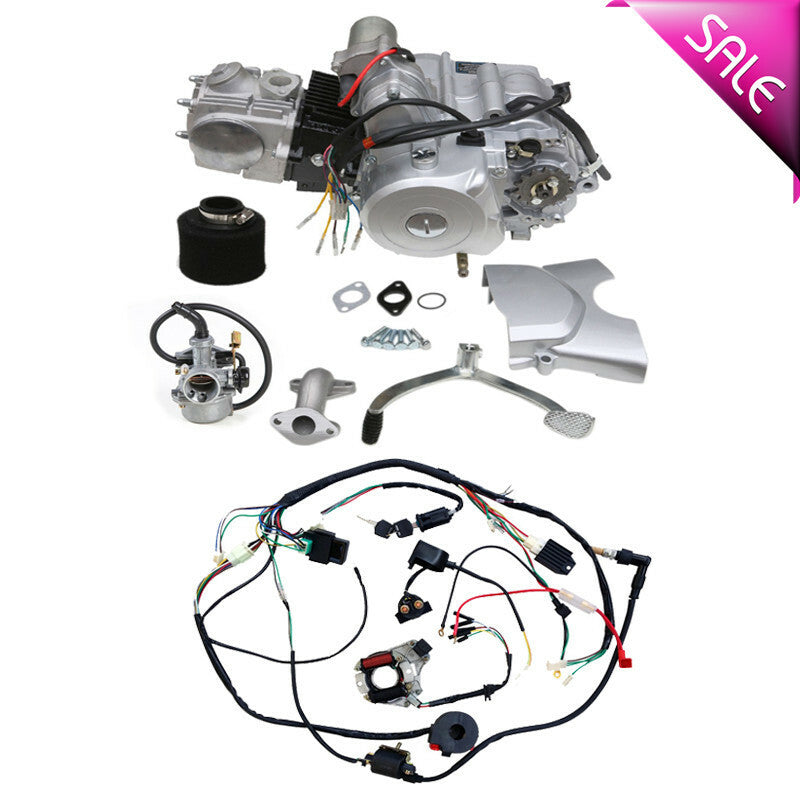 125cc engine motor kit, semi-automatic reverse, suitable for Honda ATC70 90cc 110cc all-terrain vehicles (4-piece set)