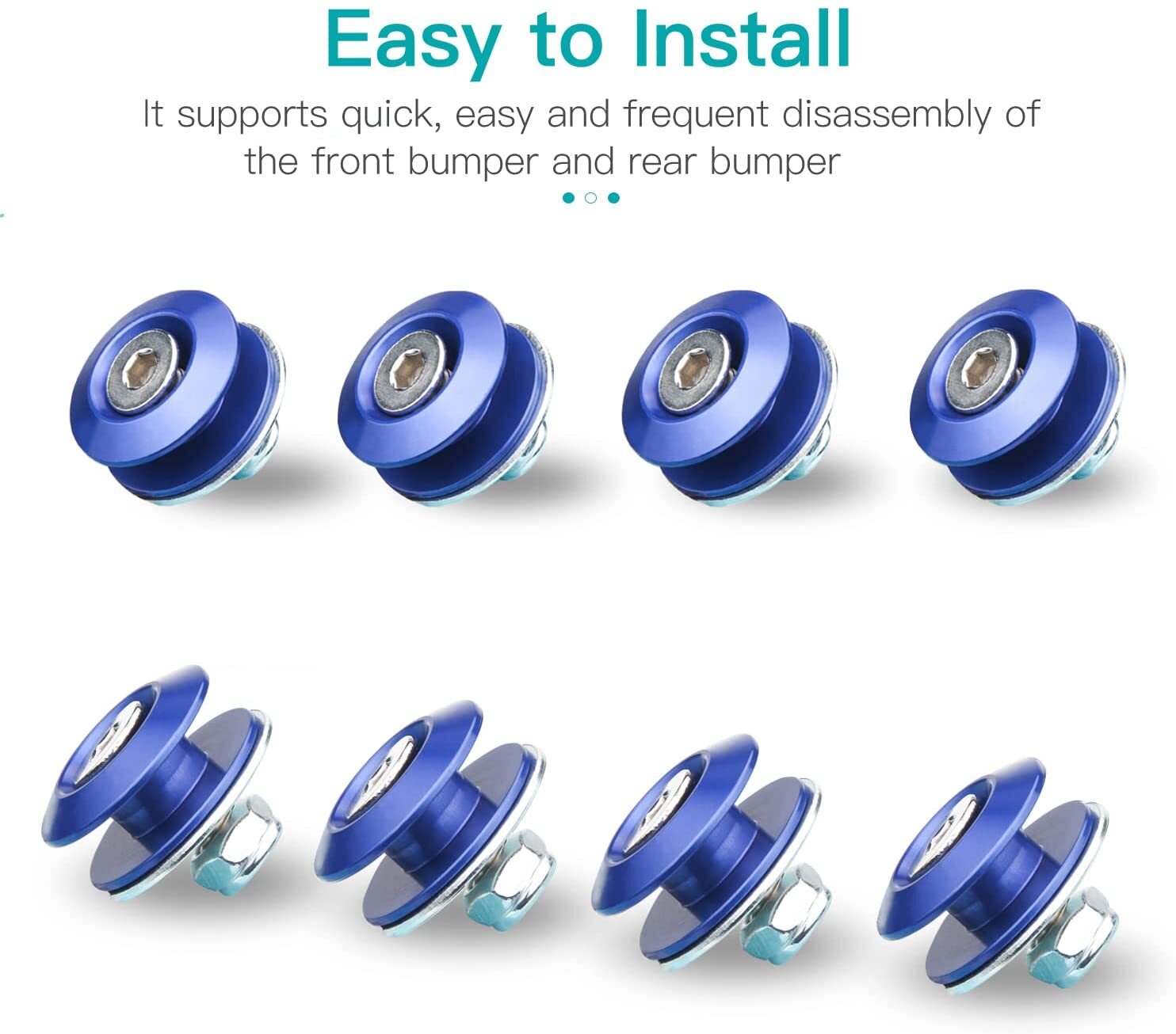 8-Piece Car Bumper Quick Release Front and Rear Bumper Fasteners, Trunk Mudguard Clips (Blue)