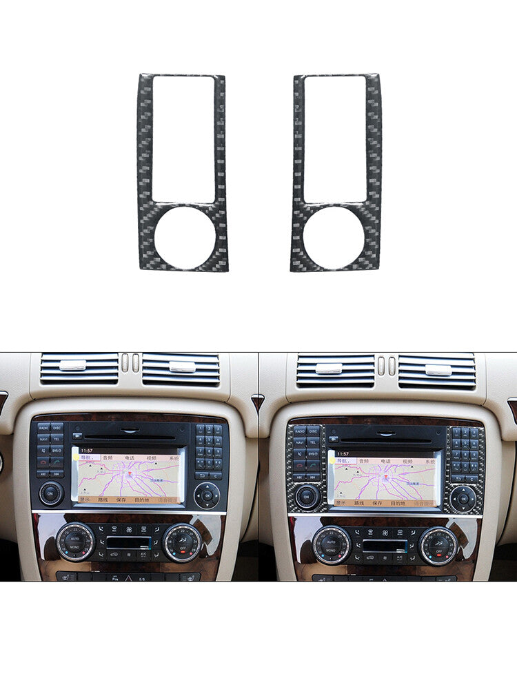 for Mercedes R-Class 2009-2012 2X Central Control Button Trim Cover Carbon Fiber