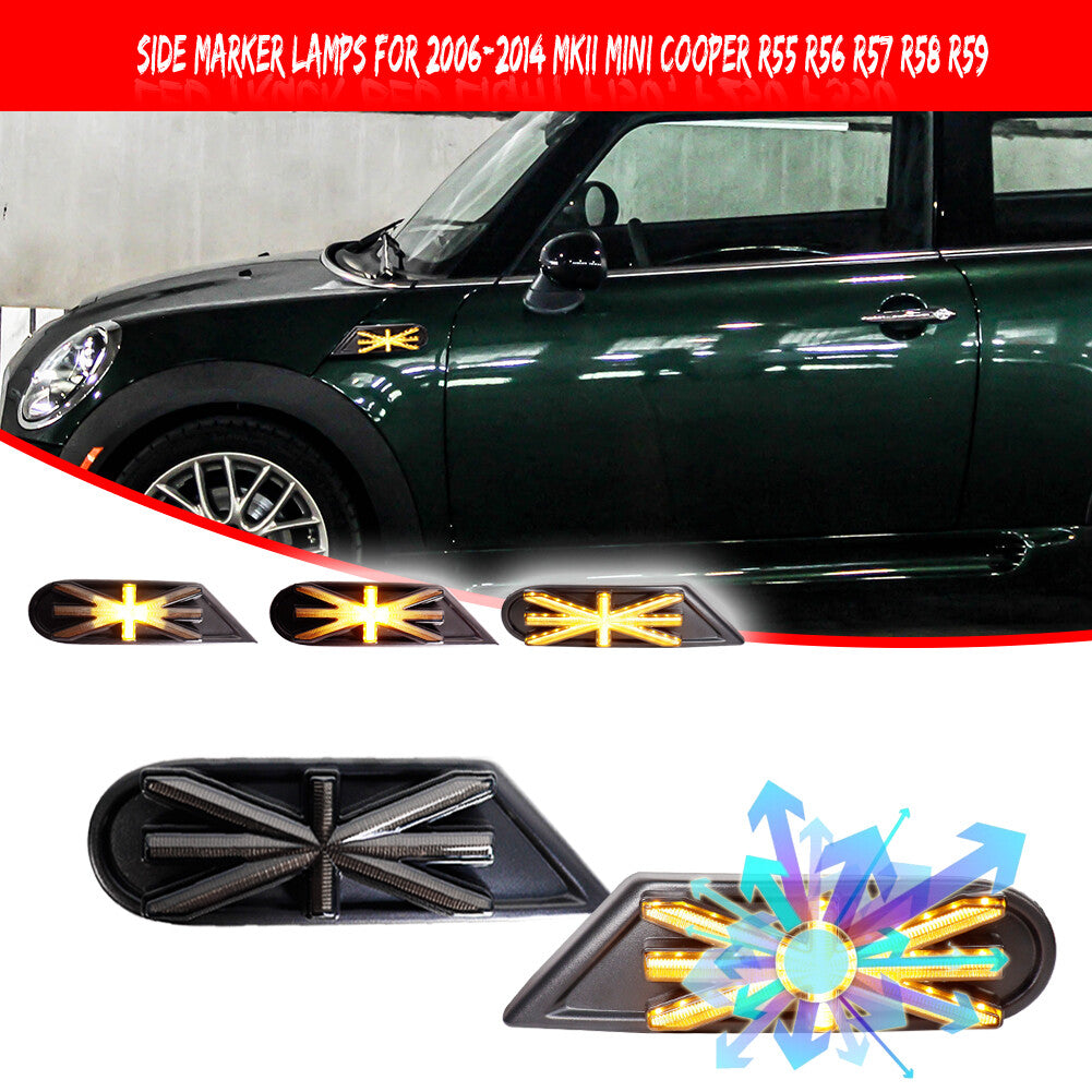 Suitable for Mini Cooper R55 R56 R57 R58 R59 LED side marker lights and flowing turn signals 2X