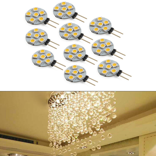 DC12V G4 Super Bright Flat Light 5050 SMD 6 LED Bulb Warm White Lamp Car 10PCS