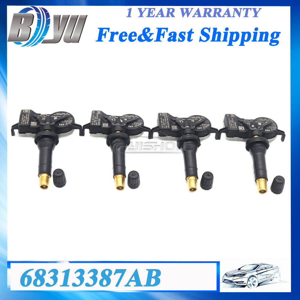 4x 68313387AB 68252493AB TPMS Tire Pressure Sensor for Dodge for Jeep