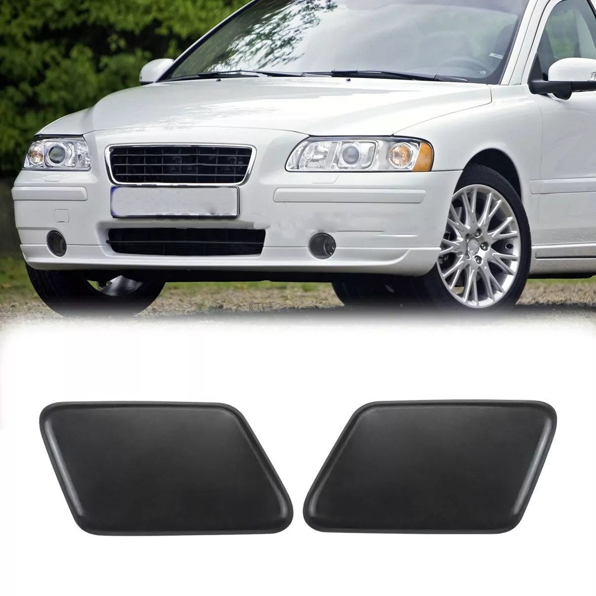 2PCS for 05-09 for Volvo S60 Headlights Headlight Cover Black Side