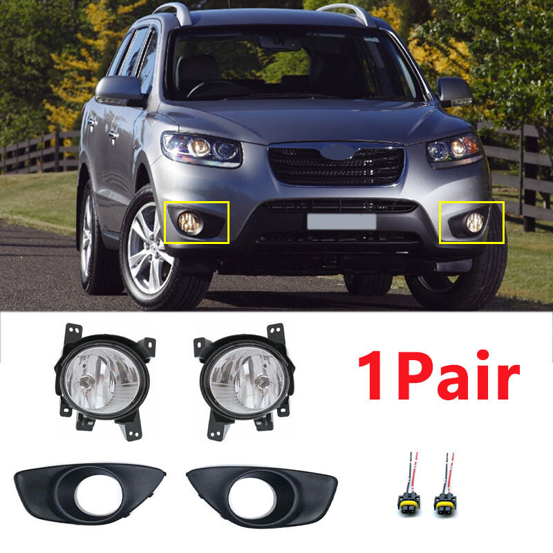 for Hyundai Santa Fe 2010-2012 set Front Fog Lamp+Fog Light Cover Belt Conector