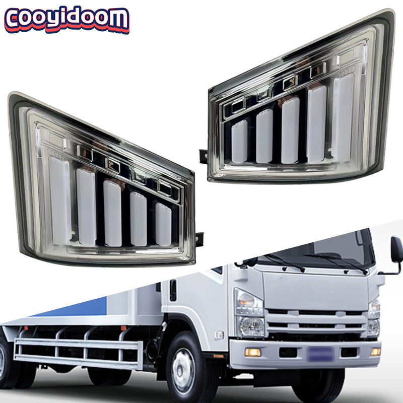 2-piece set for Isuzu 700p truck heavy-duty LED headlights, fog lights, and turn signals.