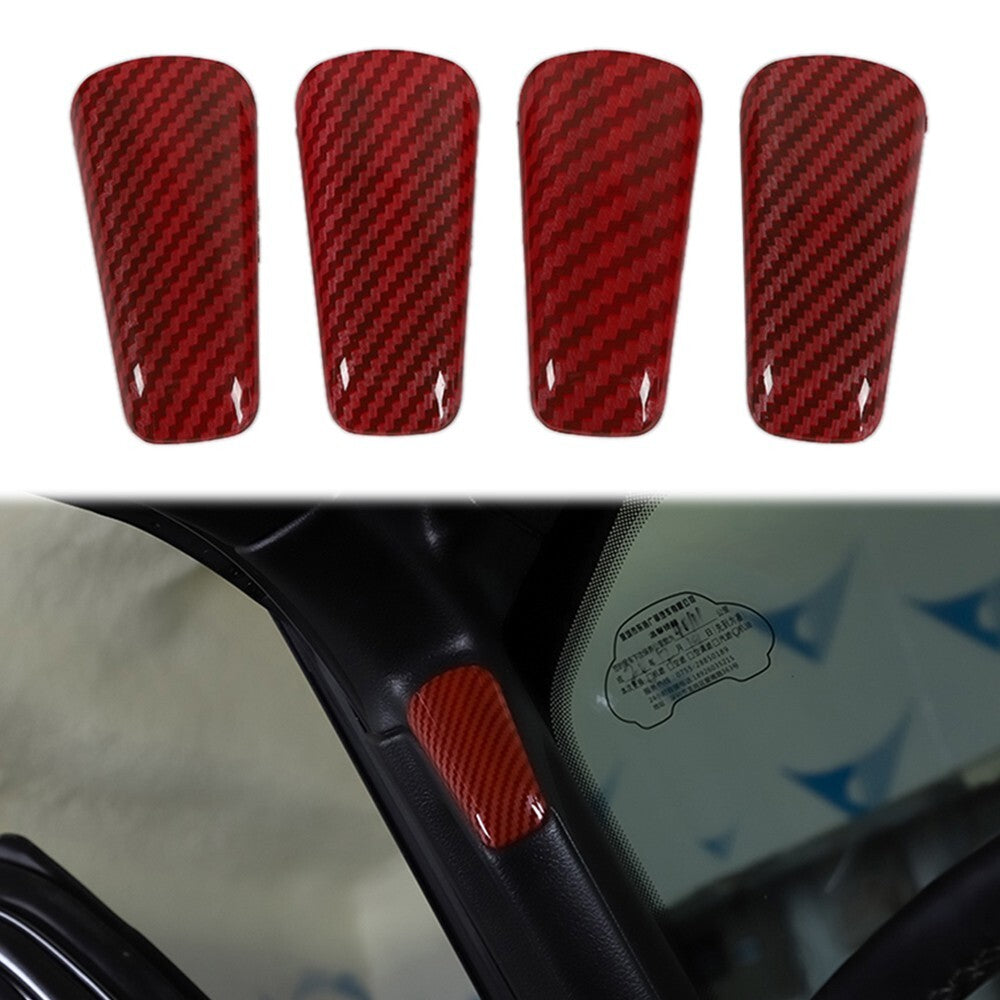 Red Carbon Fiber A/B-Pillar Handle Decor Cover Trim for Jeep for Wrangler JL JT 18+