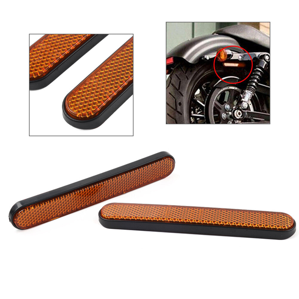 2Pc Universal Front Rear Fork Leg Reflective Reflector Sticker for Harley Yellow