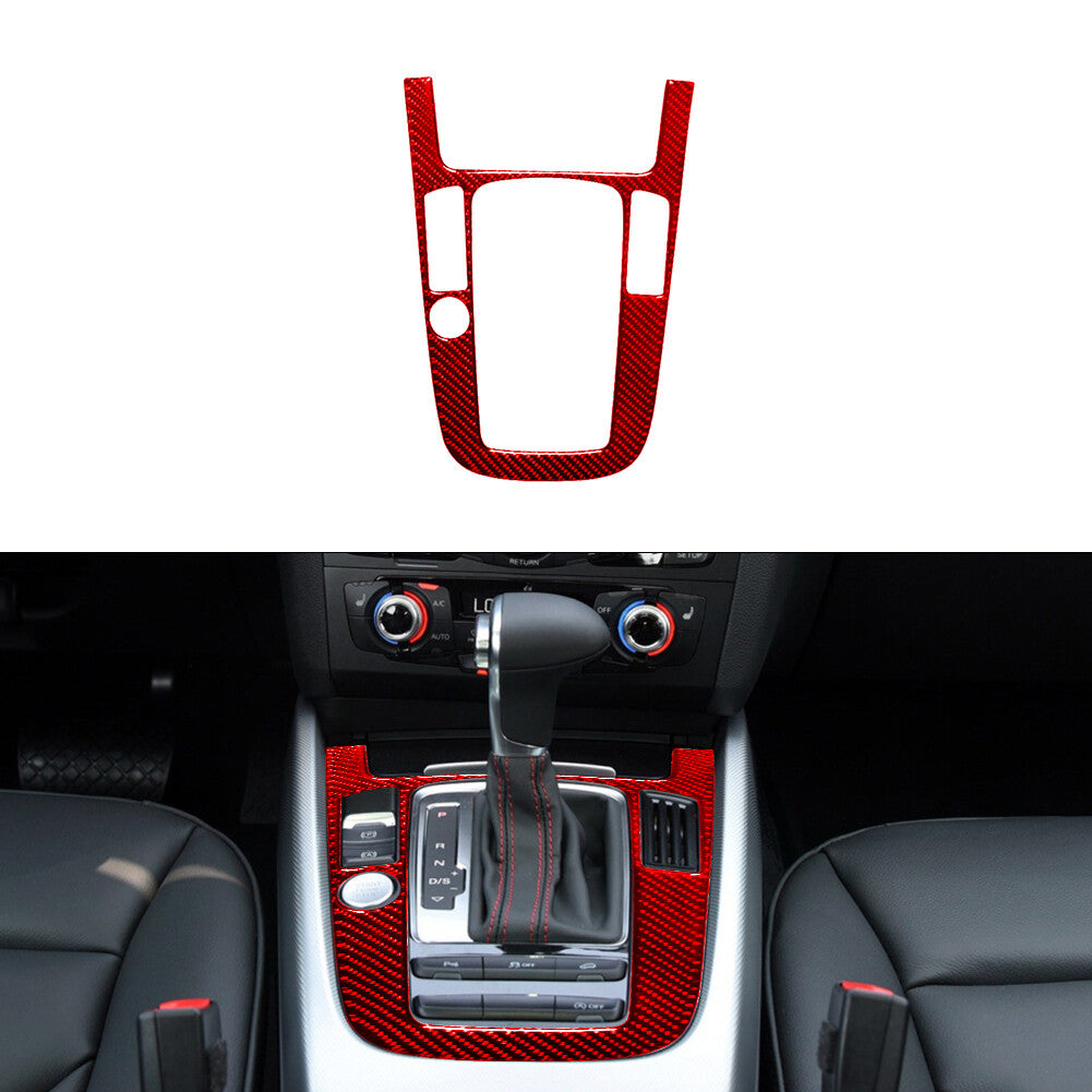 for Audi Q5 2009-2017 Red Gear Shift Frame Trim Cover Decoration Carbon Fiber