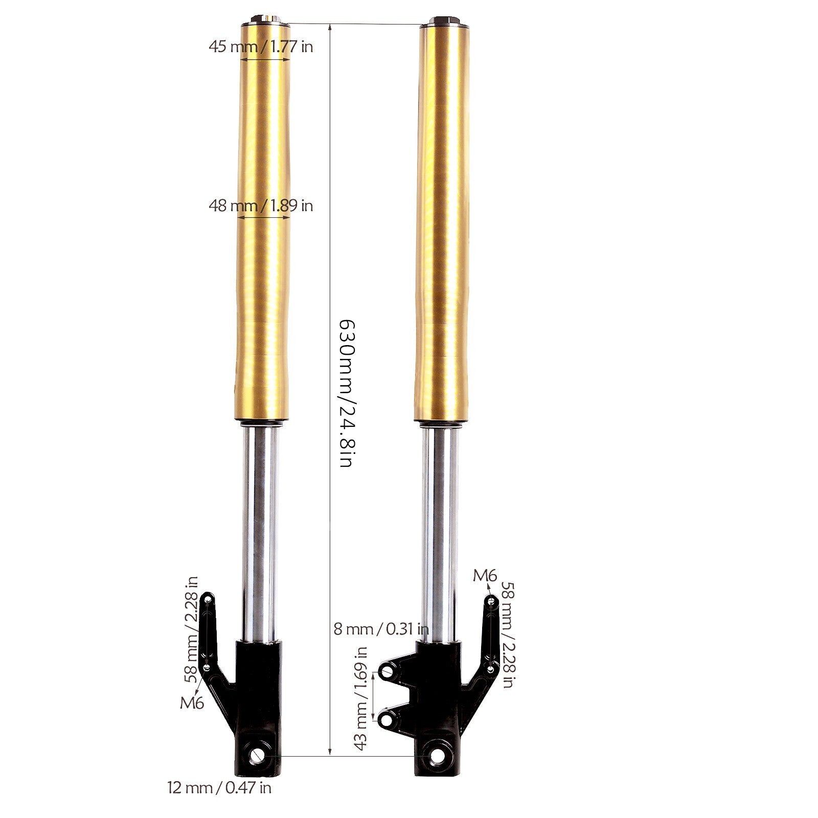 45/48 mm fork assembly + 14-inch wheels 60/100-14 for Pit Dirt bike razor CRF50