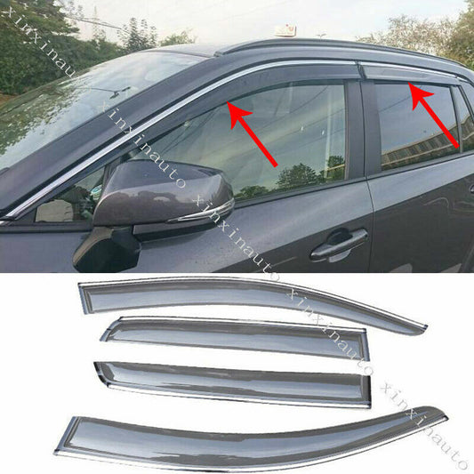 for Toyota RAV4 2019-2023 Chrome Side Window Visor Sun Rain Guard Vent Deflector