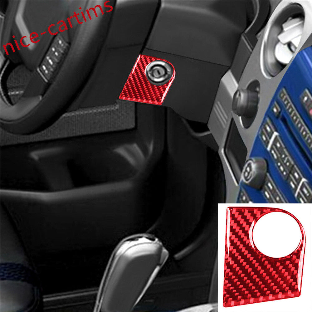 Red Carbon Fiber Car Keyhole Jack Ignition Switch Cover for Ford F150 2009-2014