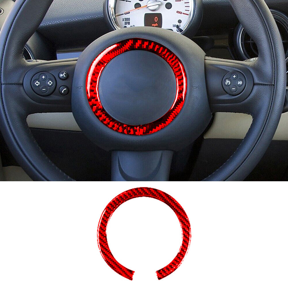 Red Carbon Fiber Steering Wheel Trim for BMW for Mini Cooper R56 R57 2007-2010