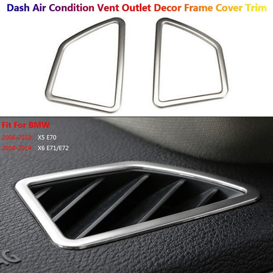 Stainless for BMW X5 X6 E70 E71 Car Dashboard Side AC Air Vent Outlet Cover Trim