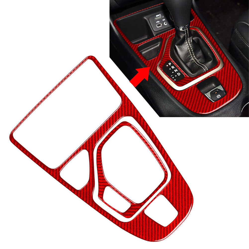 Carbon Fiber Red Gear Shift Panel Cover Trim Kit for Jeep Cherokee 2014-2018