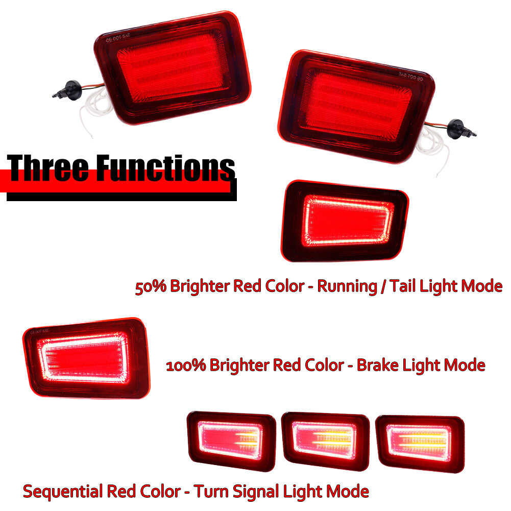 Suitable for 2005-09 for Hummer H2, Red Rear Bumper Reflector Tail Brake Light LHRH 2-Piece Set