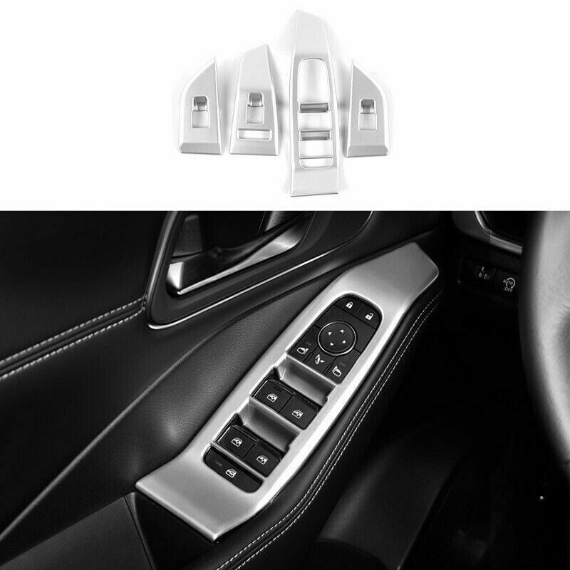 4P for Nissan Rogue X-Trail 2021-2023 Silver Window Lift Switch Panel Cover Trim
