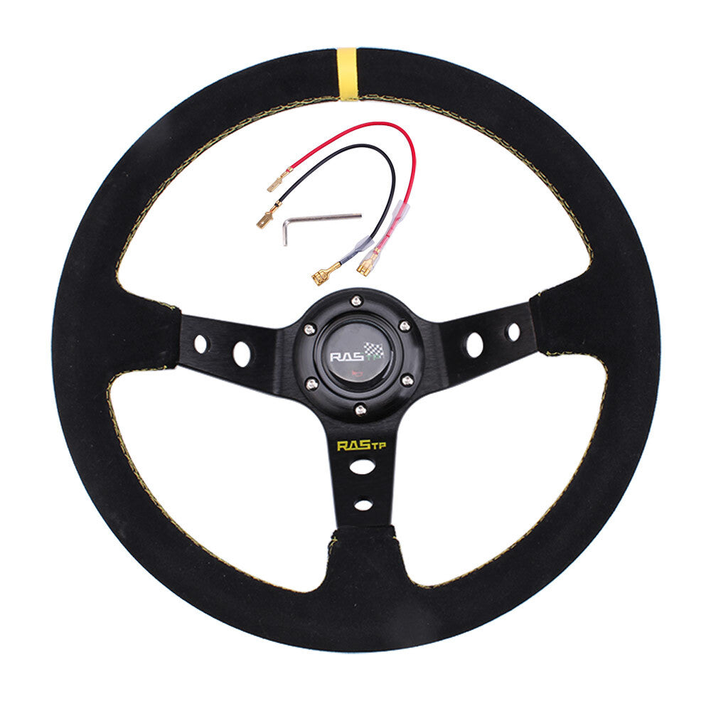14¡± 350mm Deep Steering Wheel with Suede Leather Drifting 6Bolt with Logo