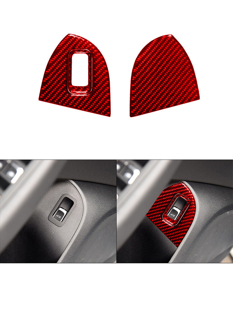 for Audi Q5 2009-017 Copilot Side Door Storage Trim Cover Decor Carbon Fiber Red