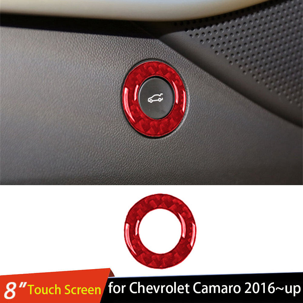 Red Carbon Fiber Trunk Start Button Switch Ring Cover for Chevrolet Camaro 2016+