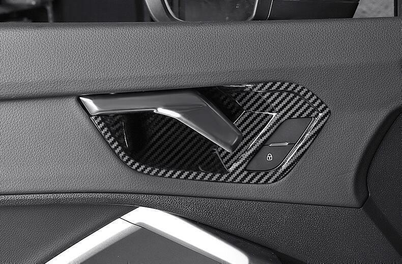 for Audi Q3 2019-2024 Carbon Fiber Interior Door Handle Bowl Frame Cover Trim