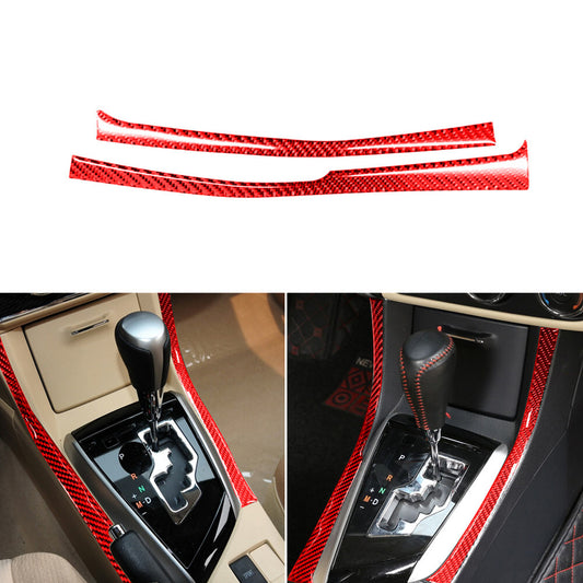 Red Carbon Fiber Gear Shift Side Decorative Trim for Toyota for Corolla 2014-2018
