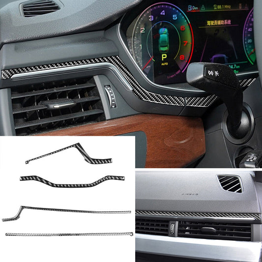 4¡ÁCarbon Fiber Interior Dashboard Panel Strips Trim Fit for Audi A4 B9 2017-2019