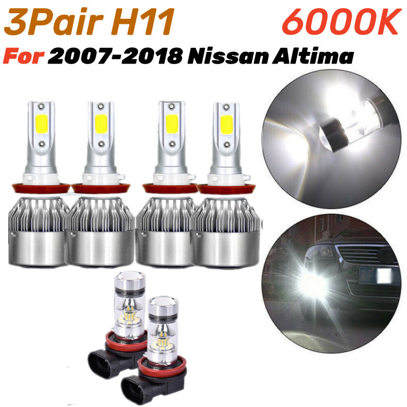 Combined LED headlights (high and low) + fog bulb kit for 2007-2018 for Nissan Altima