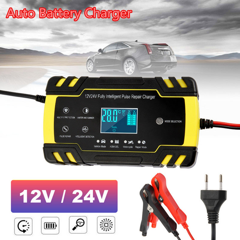 Car battery charger 12/24V 8A touch screen Digital LCD display pulse repair Tool