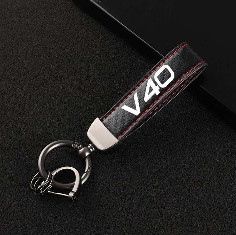 Suitable for V40 car keychains, key rings, key fobs, car accessories, black and red